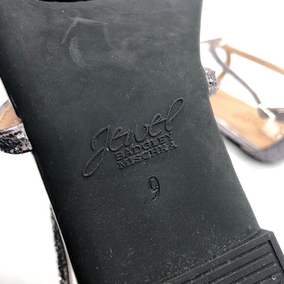 Badgley Mischka Jewel Osome Purple Silver Rhinestone Open-Toe Strappy Sandals 9 - Picture 6 of 7